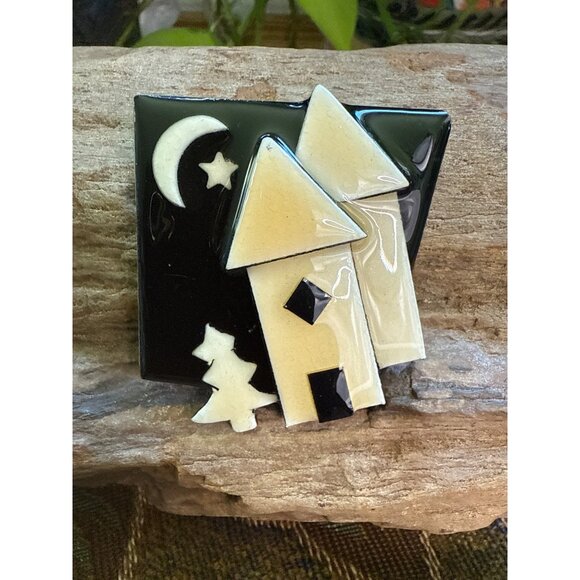 House Pins By Lucinda Night Sky Brooch With Moon & Star - Picture 1 of 2